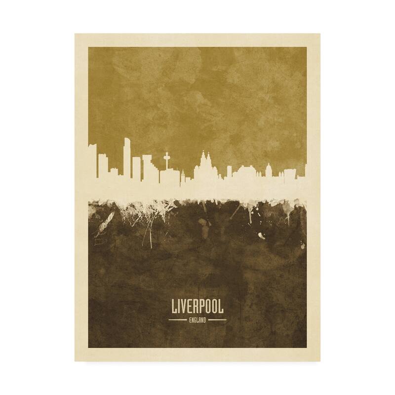 Michael Tompsett 'Liverpool England Skyline Brown' Canvas Art - 18x24