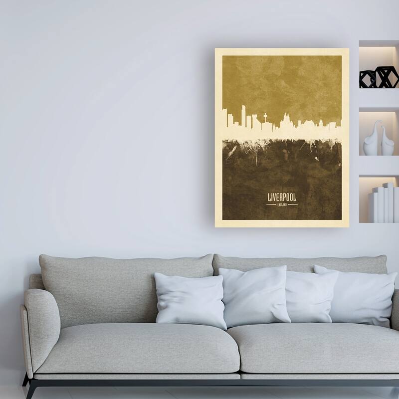 Michael Tompsett 'Liverpool England Skyline Brown' Canvas Art