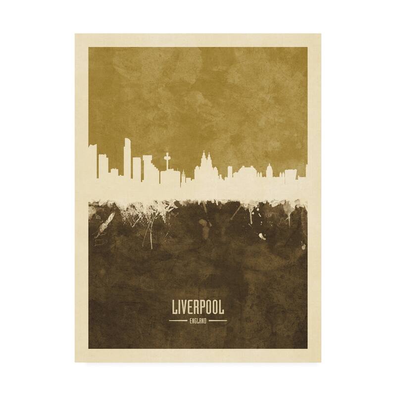 Michael Tompsett 'Liverpool England Skyline Brown' Canvas Art