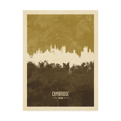 Michael Tompsett 'Cambridge England Skyline Brown' Canvas Art