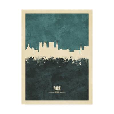 Michael Tompsett 'York England Skyline Teal' Canvas Art