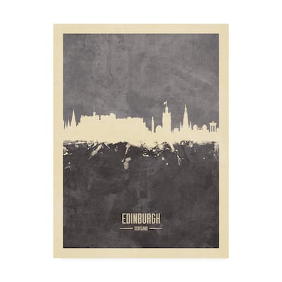 Michael Tompsett 'Edinburgh Scotland Skyline Gray' Canvas Art