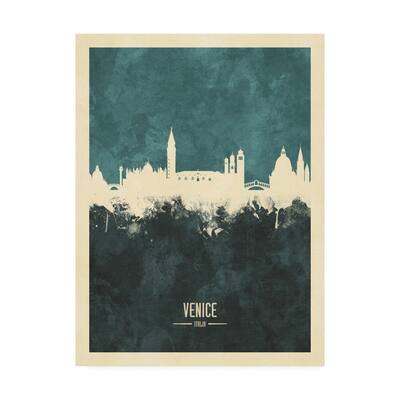 Michael Tompsett 'Venice Italy Skyline Teal' Canvas Art
