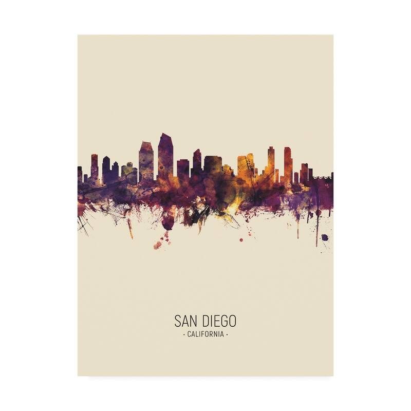 Michael Tompsett 'San Diego California Skyline Portrait III' Canvas Art - 24x32