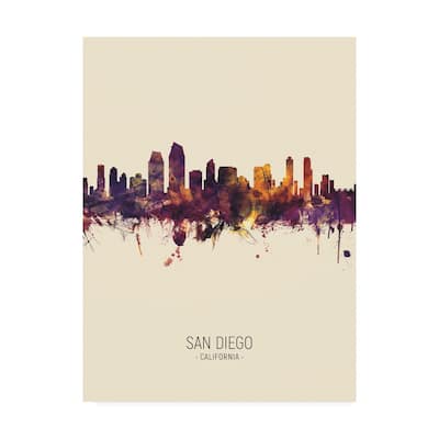 Michael Tompsett 'San Diego California Skyline Portrait III' Canvas Art