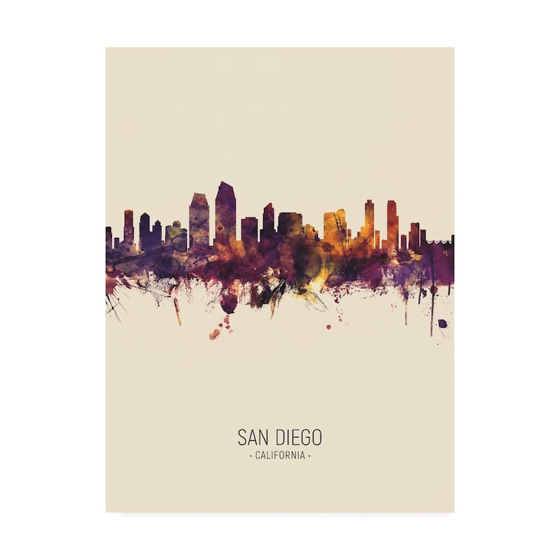 Michael Tompsett 'San Diego California Skyline Portrait III' Canvas Art