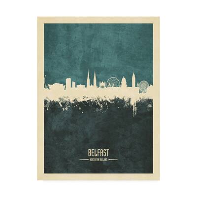 Michael Tompsett 'Belfast Northern Ireland Skyline Teal' Canvas Art