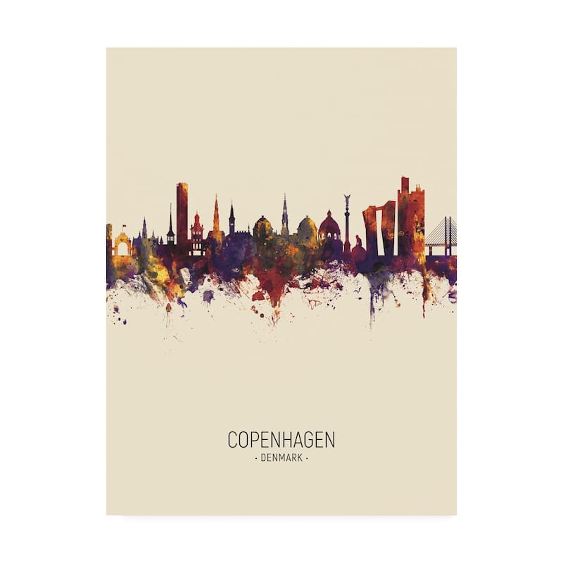 Michael Tompsett 'Copenhagen Denmark Skyline Portrait III' Canvas Art