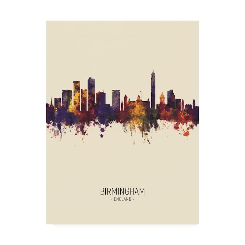 Michael Tompsett 'Birmingham England Skyline Portrait III' Canvas Art - 18x24