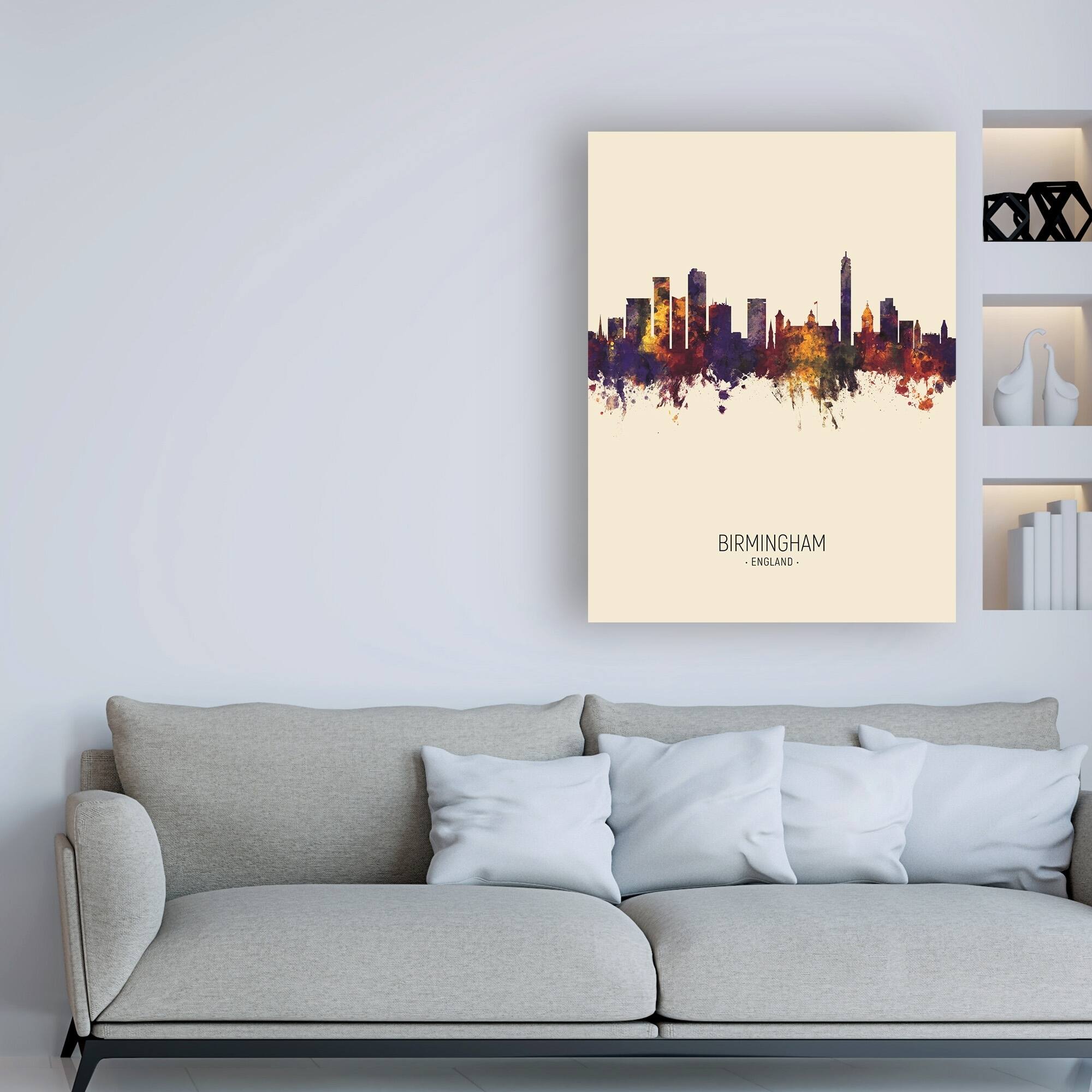 Michael Tompsett 'Birmingham England Skyline Portrait III' Canvas Art ...