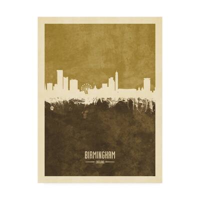 Michael Tompsett 'Birmingham England Skyline Brown' Canvas Art