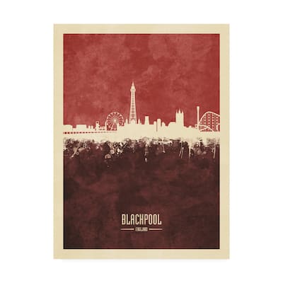 Michael Tompsett 'Blackpool England Skyline Red II' Canvas Art