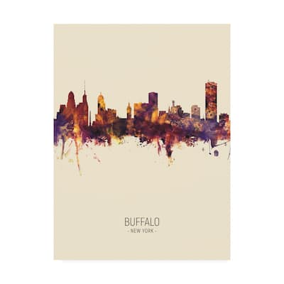 Michael Tompsett 'Buffalo New York Skyline Portrait III' Canvas Art