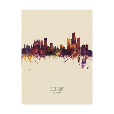 Michael Tompsett 'Detroit Michigan Skyline Portrait III' Canvas Art