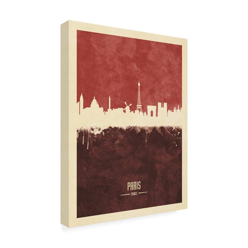 Michael Tompsett 'Paris France Skyline Red II' Canvas Art