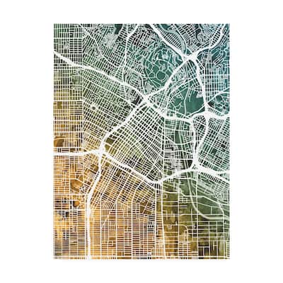 Michael Tompsett 'Los Angeles City Street Map Teal Orange' Canvas Art