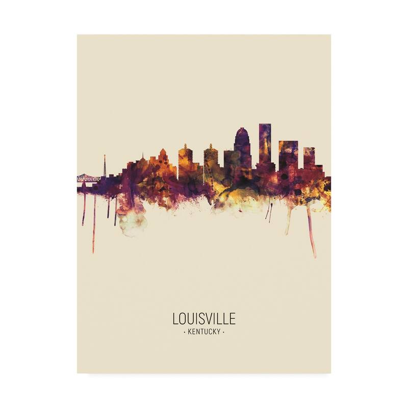 Michael Tompsett 'Louisville Kentucky City Skyline Portrait III' Canvas Art