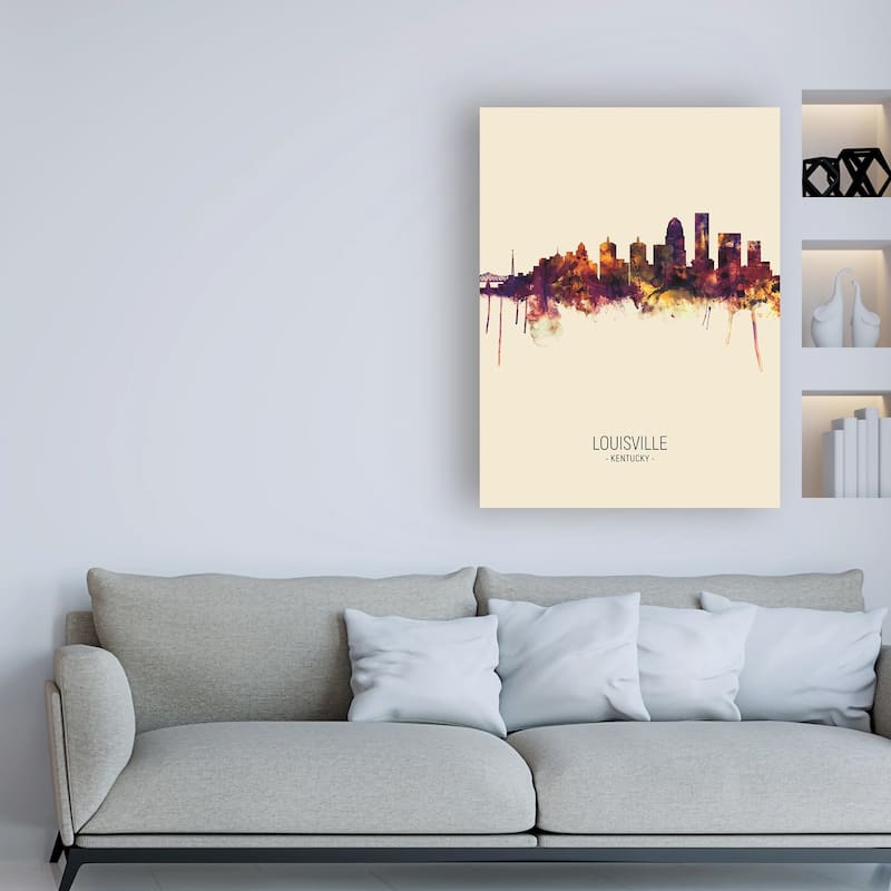 Michael Tompsett 'Louisville Kentucky City Skyline Portrait III' Canvas Art