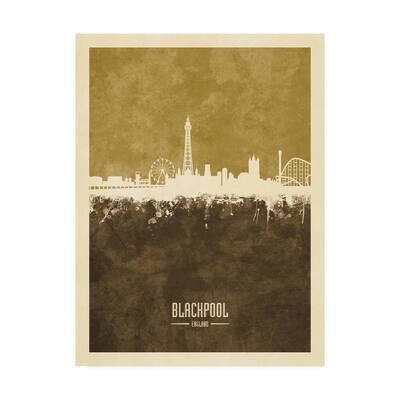 Michael Tompsett 'Blackpool England Skyline Brown' Canvas Art