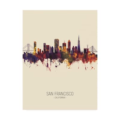 Michael Tompsett 'San Francisco California Skyline Portrait III' Canvas Art