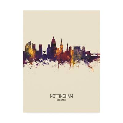 Michael Tompsett 'Nottingham England Skyline Portrait III' Canvas Art