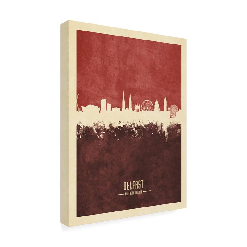 Michael Tompsett 'Belfast Northern Ireland Skyline Red II' Canvas Art