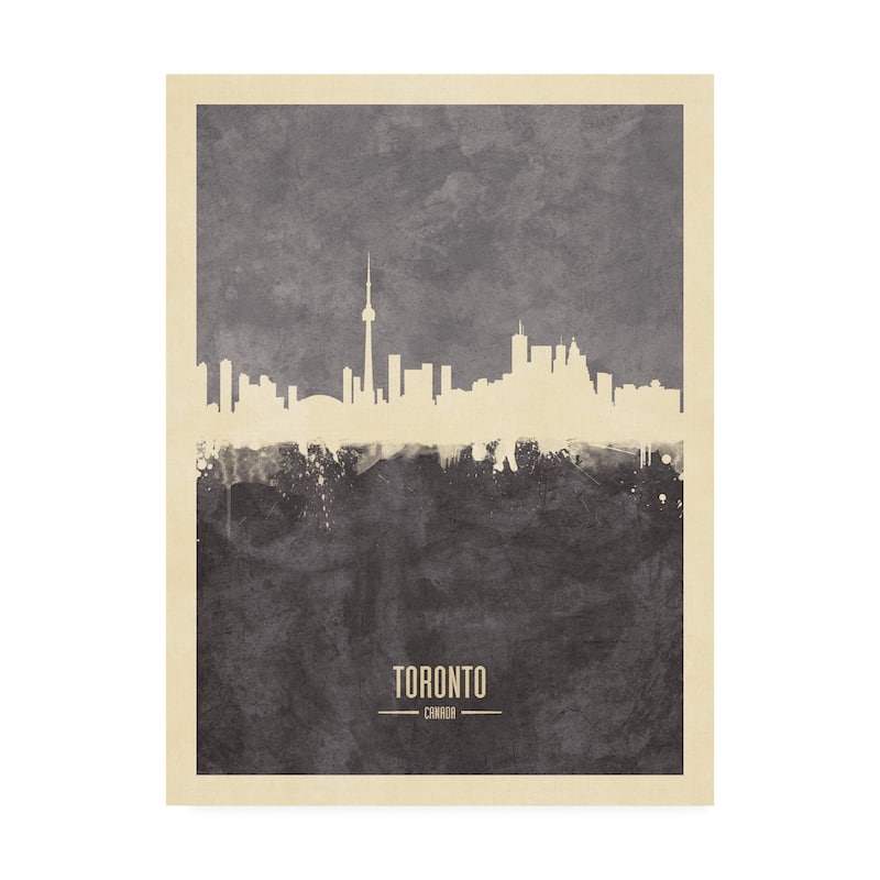 Michael Tompsett 'Toronto Canada Skyline Gray' Canvas Art - 14x19