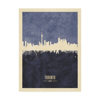 Michael Tompsett 'Toronto Canada Skyline Navy' Canvas Art