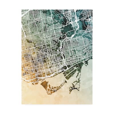 Michael Tompsett 'Toronto Street Map Teal Orange' Canvas Art