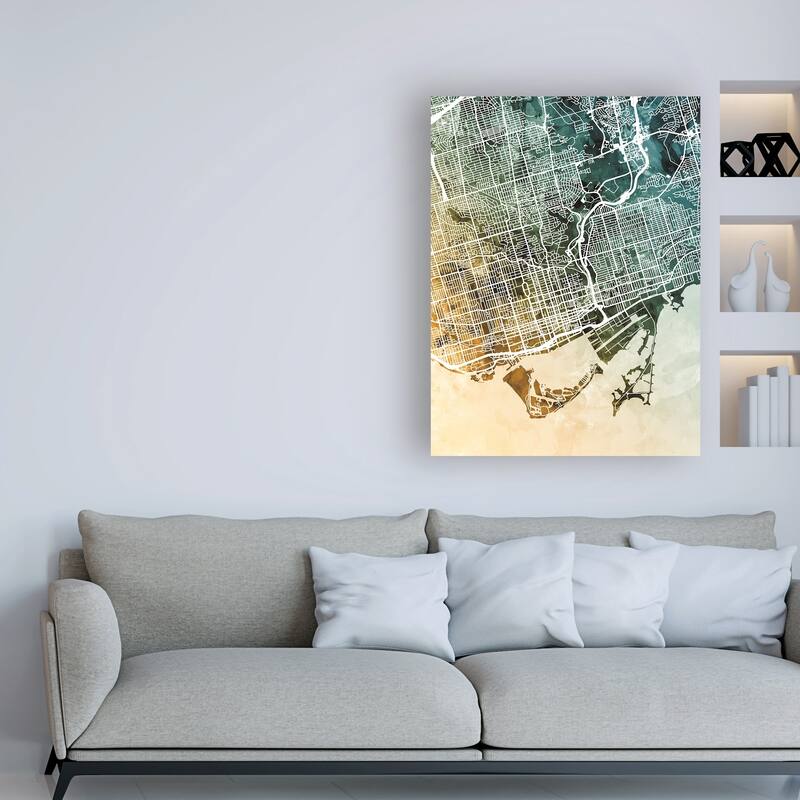 Michael Tompsett 'Toronto Street Map Teal Orange' Canvas Art
