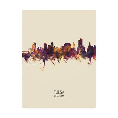 Michael Tompsett 'Tulsa Oklahoma Skyline Portrait III' Canvas Art