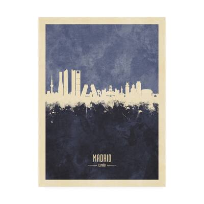 Michael Tompsett 'Madrid Spain Skyline Navy' Canvas Art