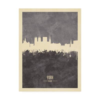 Michael Tompsett 'York England Skyline Gray' Canvas Art