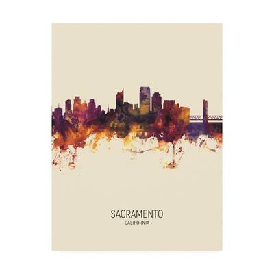 Michael Tompsett 'Sacramento California Skyline Portrait III' Canvas Art