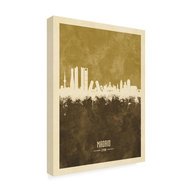 Michael Tompsett 'Madrid Spain Skyline Brown' Canvas Art