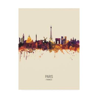 Michael Tompsett 'Paris France Skyline Portrait III' Canvas Art
