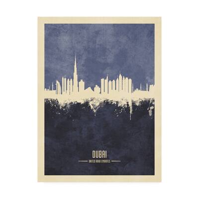 Michael Tompsett 'Dubai UAE Skyline Navy' Canvas Art
