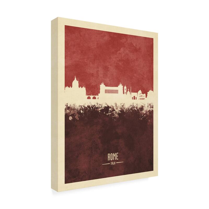 Michael Tompsett 'Rome Italy Skyline Red II' Canvas Art