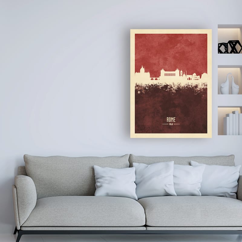 Michael Tompsett 'Rome Italy Skyline Red II' Canvas Art