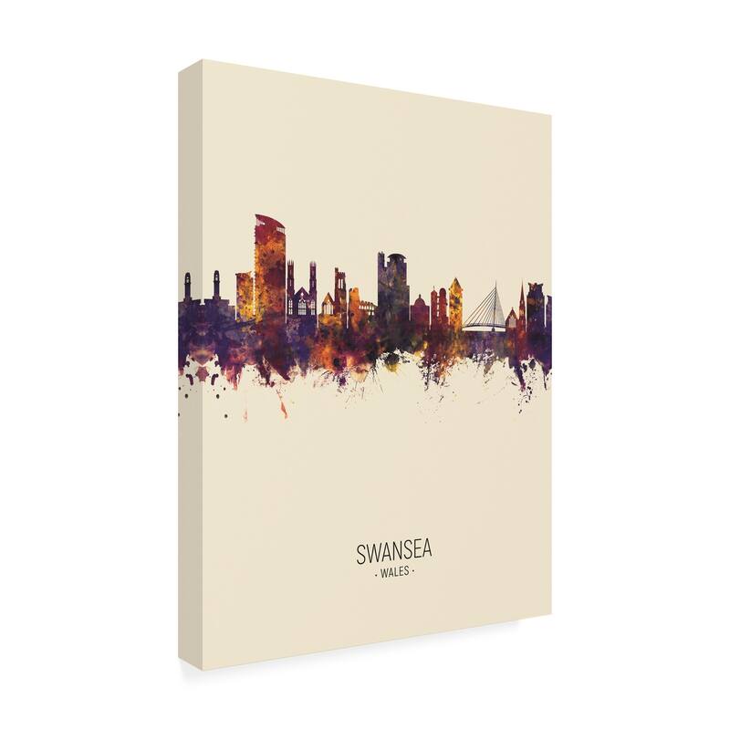 Michael Tompsett 'Swansea Wales Skyline Portrait III' Canvas Art
