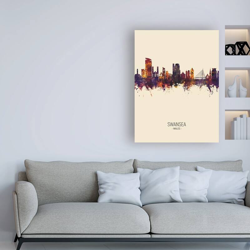 Michael Tompsett 'Swansea Wales Skyline Portrait III' Canvas Art