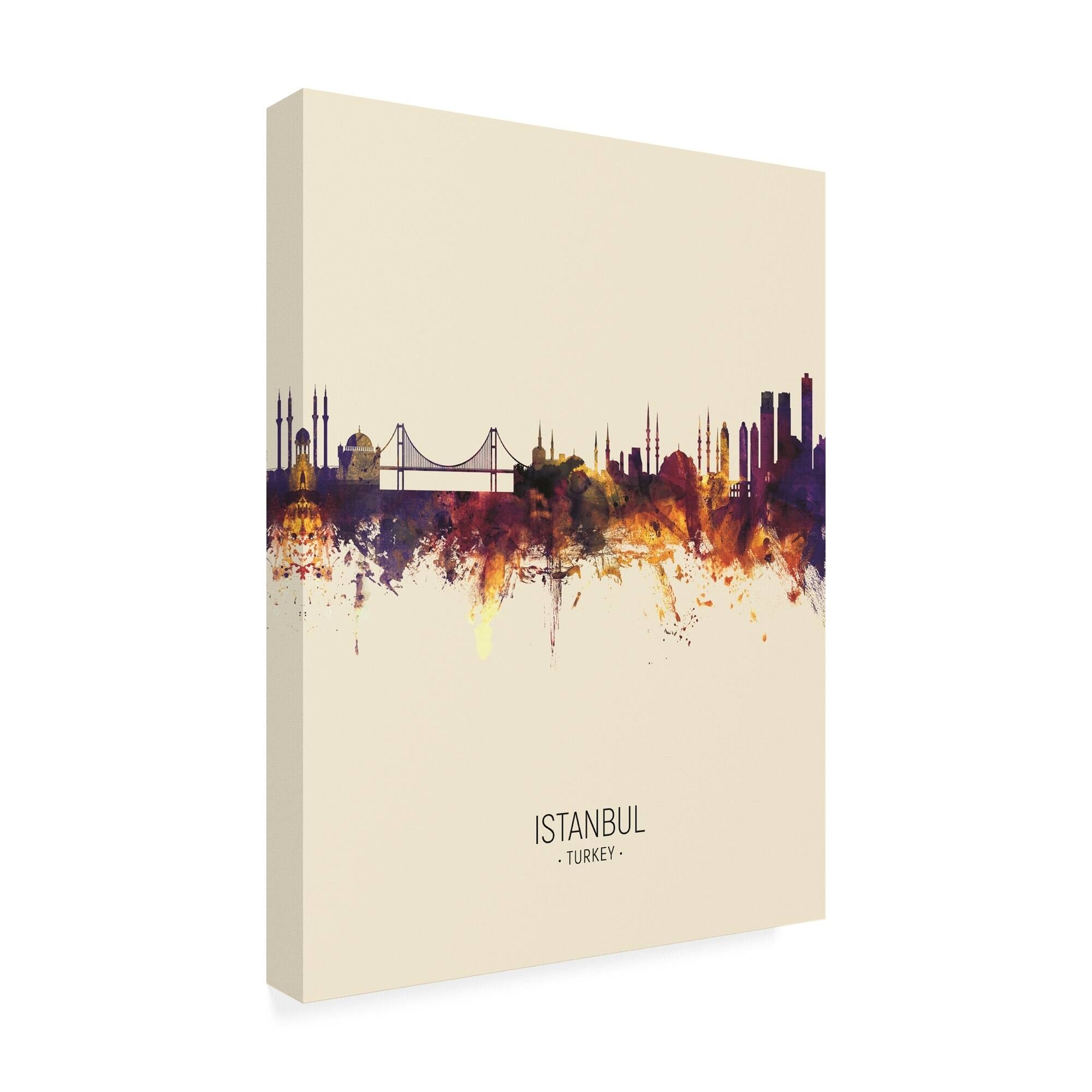 Michael Tompsett 'Istanbul Turkey Skyline Portrait III' Canvas Art ...