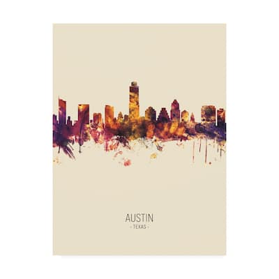 Michael Tompsett 'Austin Texas Skyline Portrait III' Canvas Art