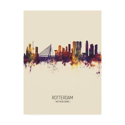 Michael Tompsett 'Rotterdam The Netherlands Skyline Portrait III' Canvas Art