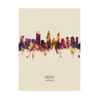 Michael Tompsett 'Perth Australia Skyline Portrait III' Canvas Art