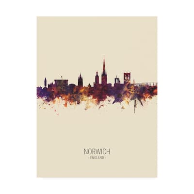 Michael Tompsett 'Norwich England Skyline Portrait III' Canvas Art