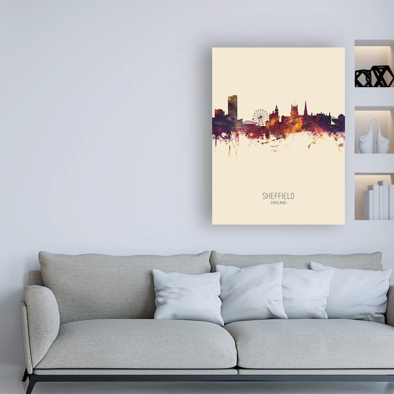 Michael Tompsett 'Sheffield England Skyline Portrait III' Canvas Art
