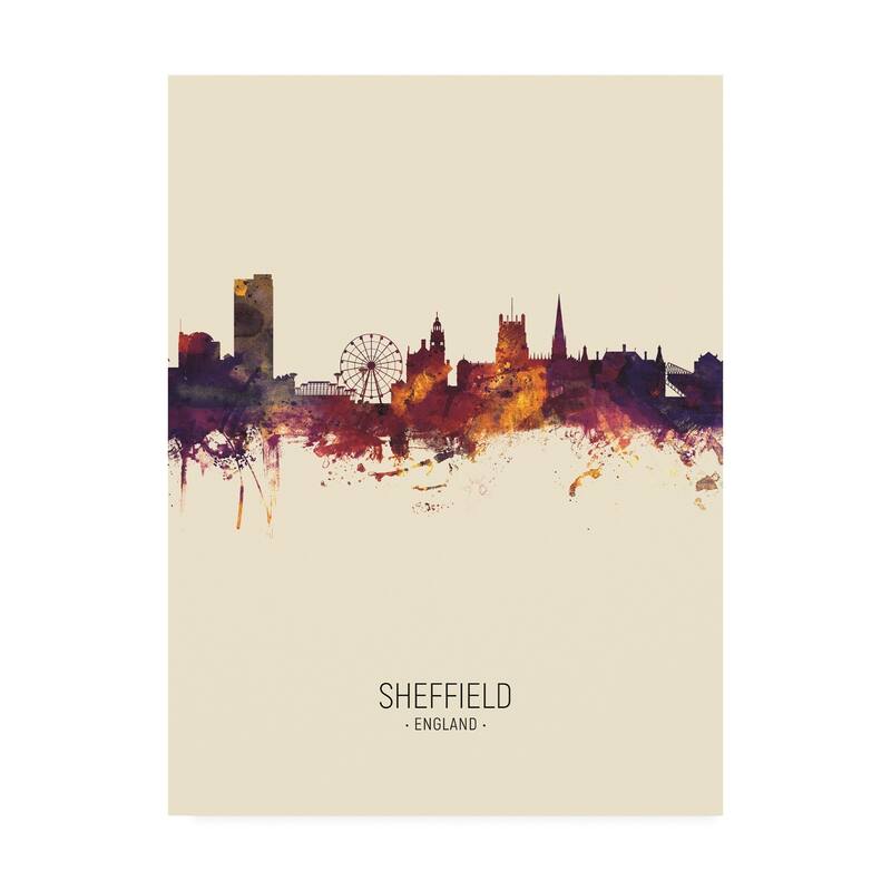 Michael Tompsett 'Sheffield England Skyline Portrait III' Canvas Art