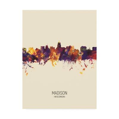 Michael Tompsett 'Madison Wisconsin Skyline Portrait III' Canvas Art