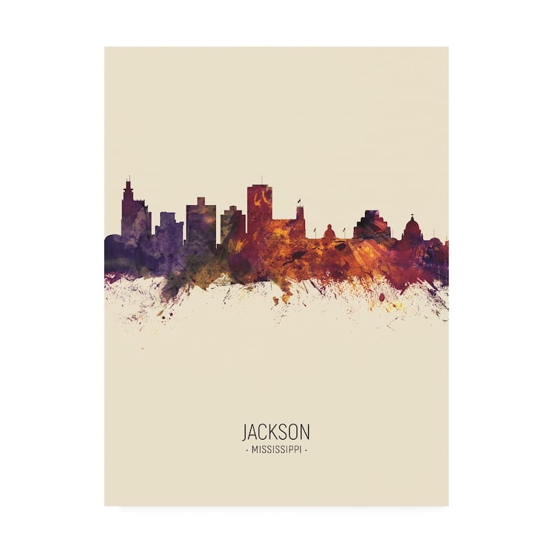 Michael Tompsett 'Jackson Mississippi Skyline Portrait III' Canvas Art
